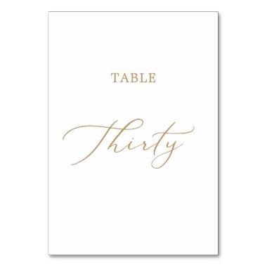 Delicate Gold Calligraphy Table Thirty Table Number
