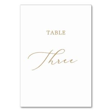 Delicate Gold Calligraphy Table Three Table Number