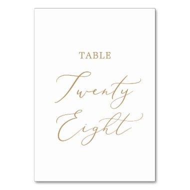 Delicate Gold Calligraphy Table Twenty Eight Table Number