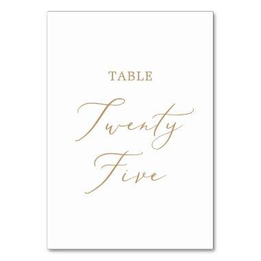 Delicate Gold Calligraphy Table Twenty Five Table Number