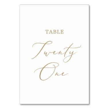 Delicate Gold Calligraphy Table Twenty One Table Number