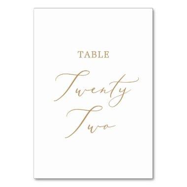 Delicate Gold Calligraphy Table Twenty Two Table Number