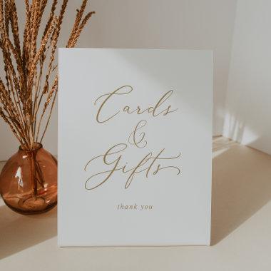 Delicate Gold Calligraphy Wedding  and Gifts Pedestal Sign
