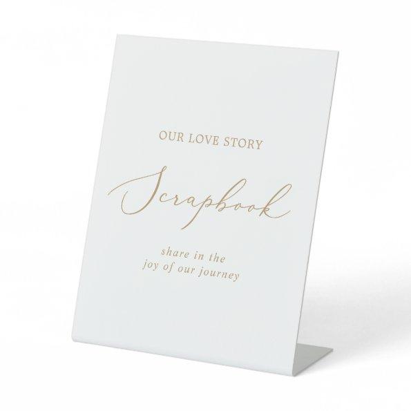 Delicate Gold Calligraphy Wedding Scrapbook Pedestal Sign