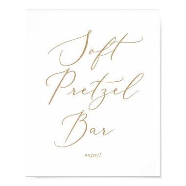 Delicate Gold Calligraphy Wedding Soft Pretzel Bar Poster