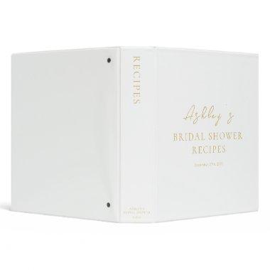 Delicate Gold Elegant Bridal Shower 3 Ring Binder