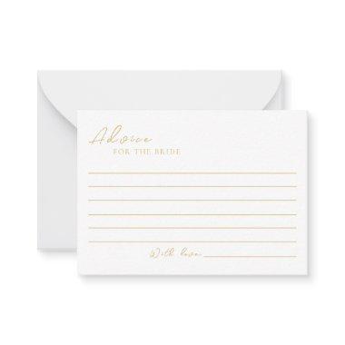 Delicate Gold Elegant Bridal Shower Advice Card