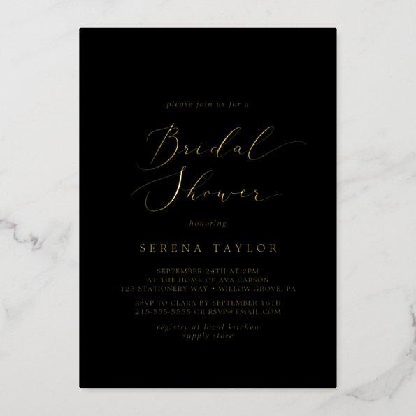 Delicate Gold Foil | Black Bridal Shower Foil Invitations