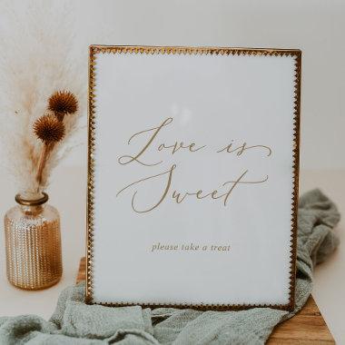 Delicate Gold Love Is Sweet Wedding Sign