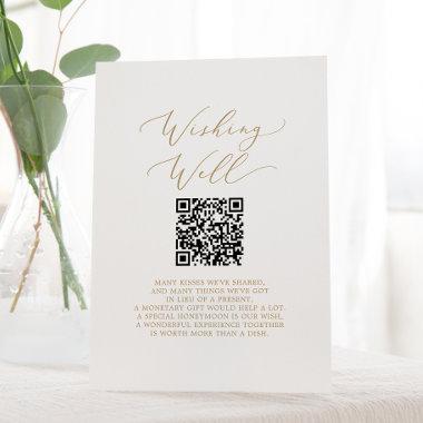 Delicate Gold QR Code Wedding Wishing Well Pedestal Sign