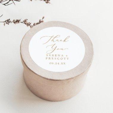 Delicate Gold Thank You Wedding Favor Sticker