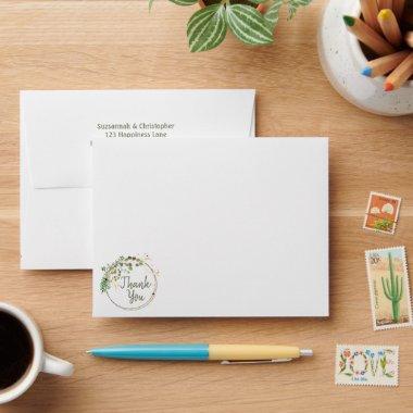 Delicate Greenery and Floral Ring Personalized Envelope
