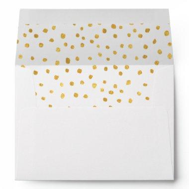 Delicate Hand Drawn Gold Polka Dots Lined Envelope