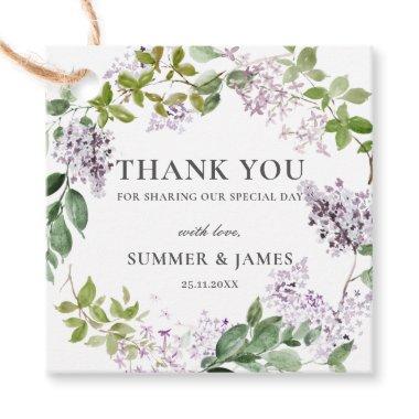 Delicate Lilac Purple Floral Wedding Thank You Favor Tags