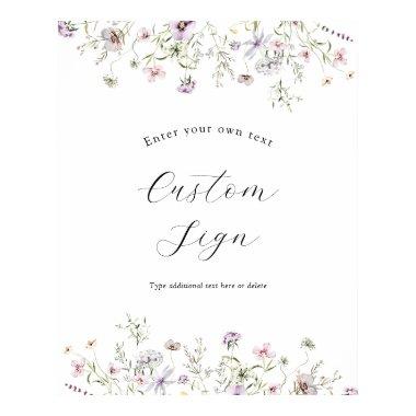 Delicate Purple Wildflower Custom Text Sign