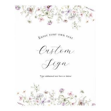 Delicate Purple Wildflower Custom Text Sign