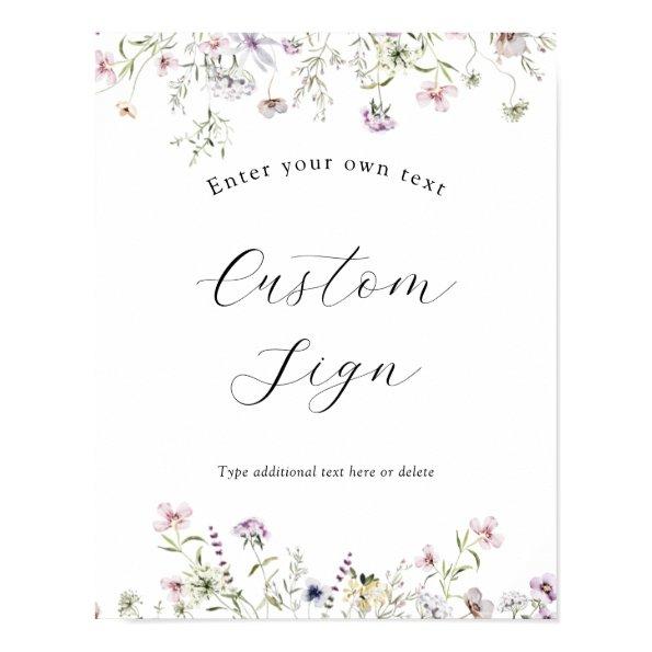 Delicate Purple Wildflower Custom Text Sign