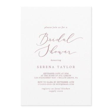 Delicate Rose Gold Calligraphy Bridal Shower Invitations