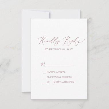 Delicate Rose Gold Calligraphy Simple RSVP Card