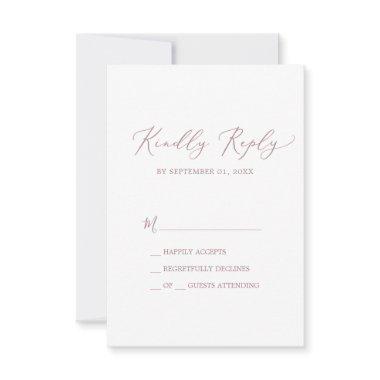 Delicate Rose Gold Calligraphy Simple RSVP Card