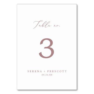 Delicate Rose Gold Calligraphy Table Number