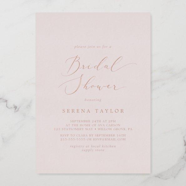 Delicate Rose Gold Foil | Blush Bridal Shower Foil Invitations