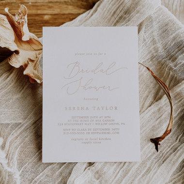 Delicate Rose Gold Foil Calligraphy Bridal Shower Foil Invitations