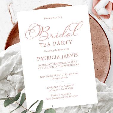Delicate Rose Gold Foil Script Bridal Tea Party Invitations