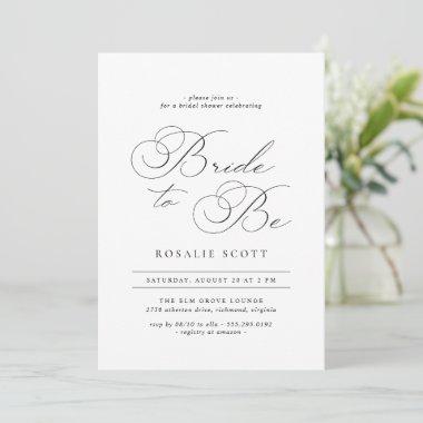 Delicate Script | Vintage Classic Bridal Shower Invitations