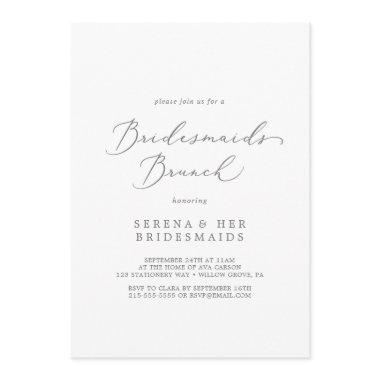 Delicate Silver Calligraphy Bridesmaids Brunch Invitations