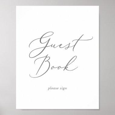 Delicate Silver Calligraphy Guest Book Sign