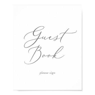 Delicate Silver Calligraphy Guest Book Sign