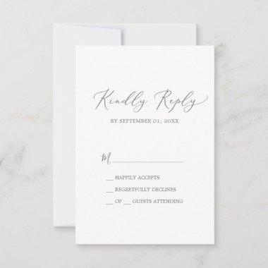 Delicate Silver Calligraphy Simple RSVP Card