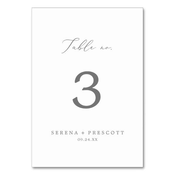 Delicate Silver Calligraphy Table Number