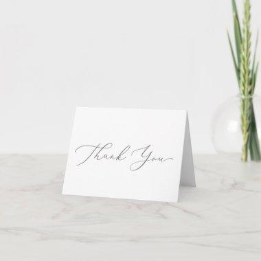 Delicate Silver Calligraphy Thank You Invitations