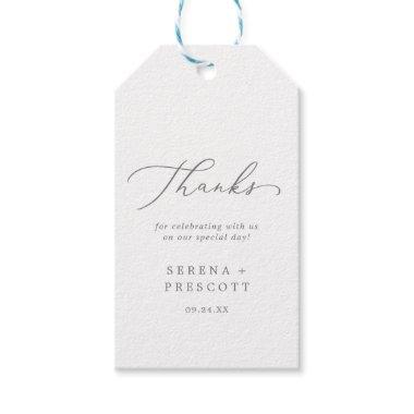 Delicate Silver Calligraphy Thank You Favor Gift Tags