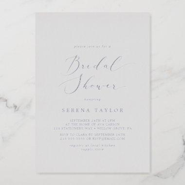 Delicate Silver Foil | Gray Bridal Shower Foil Invitations