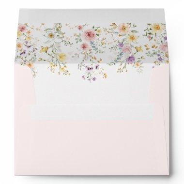 Delicate Spring Wildflowers Fairytale Wedding Envelope