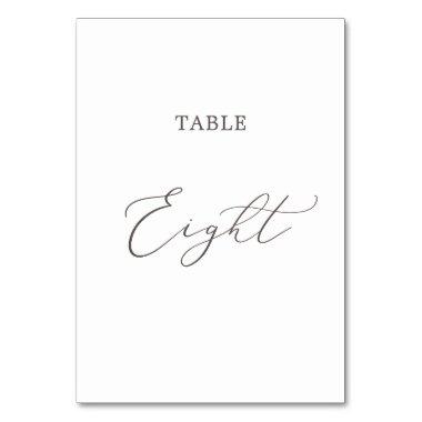 Delicate Taupe Calligraphy Table Eight Table Number