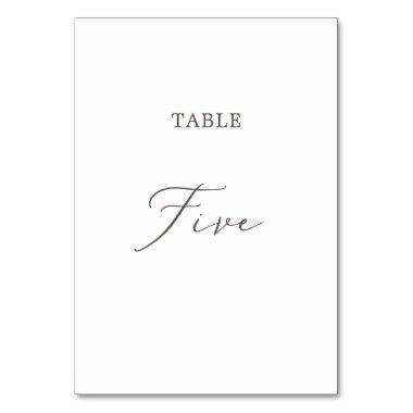 Delicate Taupe Calligraphy Table Five Table Number