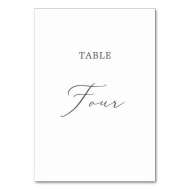 Delicate Taupe Calligraphy Table Four Table Number