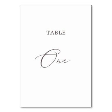 Delicate Taupe Calligraphy Table One Table Number