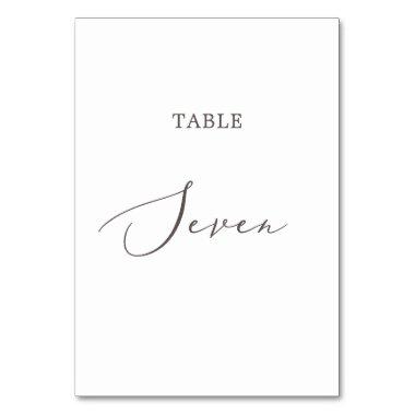 Delicate Taupe Calligraphy Table Seven Table Number