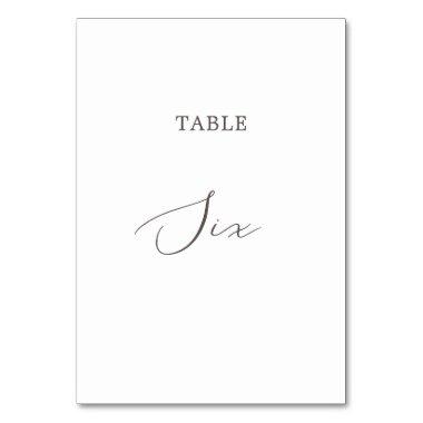 Delicate Taupe Calligraphy Table Six Table Number