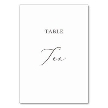 Delicate Taupe Calligraphy Table Ten Table Number