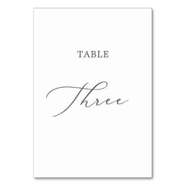 Delicate Taupe Calligraphy Table Three Table Number