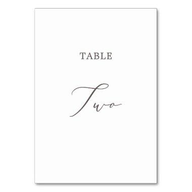 Delicate Taupe Calligraphy Table Two Table Number