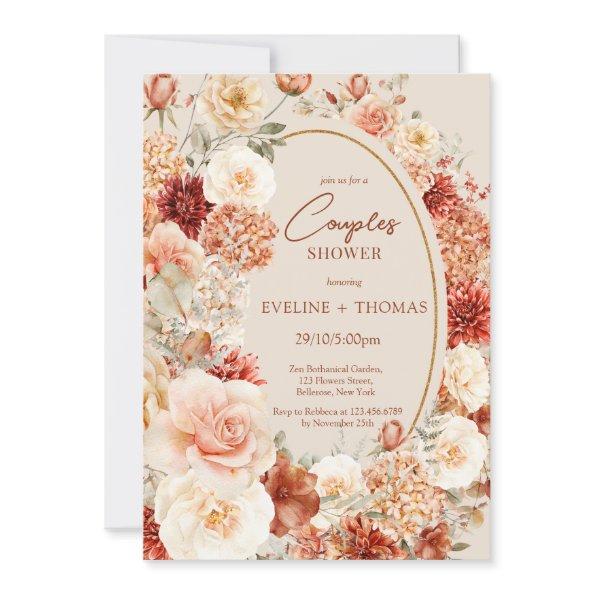 Delicate terracotta blush tan sage couples shower