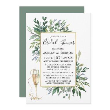 Delicate Watercolor Greenery Glass Sage Green