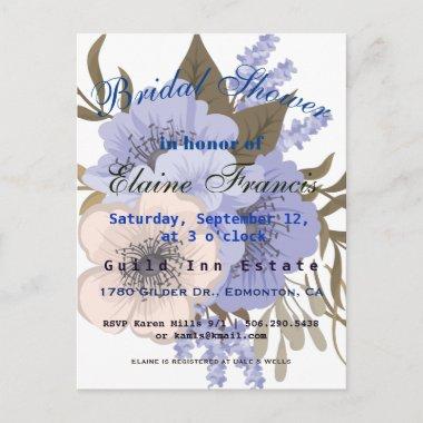 Delicate Watercolor Lavender Anemone Bridal Shower PostInvitations